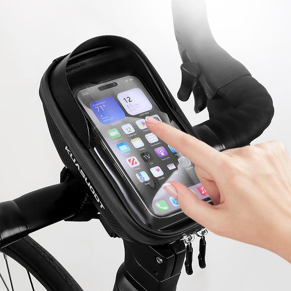 Waterproof Bike Front Frame Bag with TPU Touch-Screen Sun-Visor and Rain Cover - Cycling Storage and Phone Holder for Bicycles