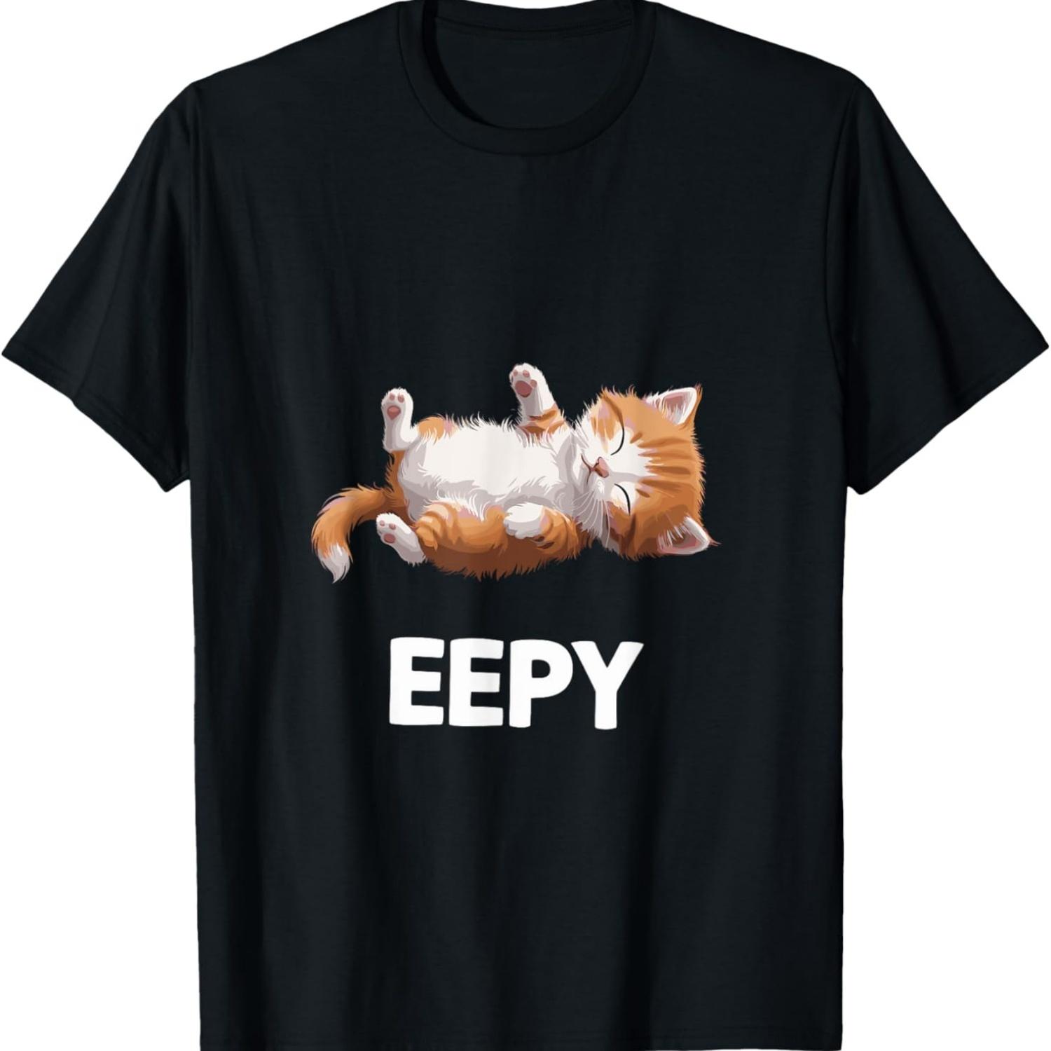 Футболка с мемом  Жуткий сонный кот (3) S чёрный