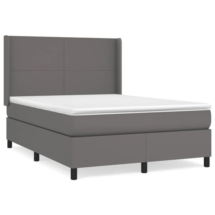 3132379 vidaXL Divan Bed with Mattress Grey 140x190 Cm Faux Leather