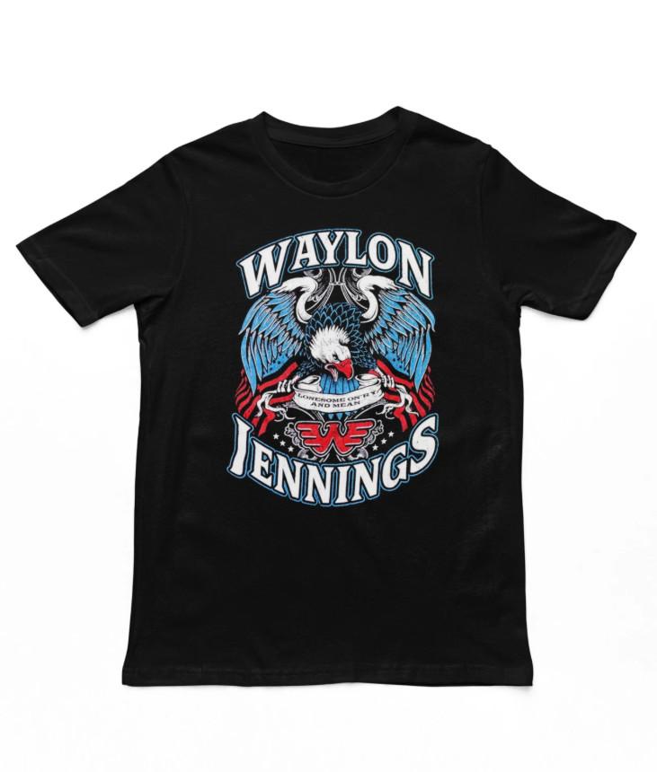 Мужская футболка Waylon Jennings Lonesome Музыкальный стиль Кантри-рок Классическая футболка с логотипом группы Черная унисекс футболка XXXL