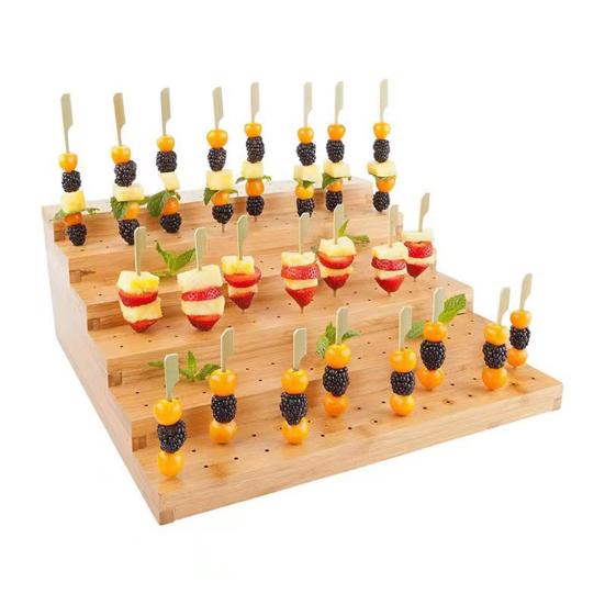 Supporto per spiedini in bambù con 180 fori, 6 ripiani, ecologico, facile da montare, ideale per antipasti.