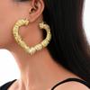 Exaggerated Metal Earrings Fashionable Bamboo Heart Shaped Earrings For Women Girls Non Fading Alloy Ear Decor Accessories