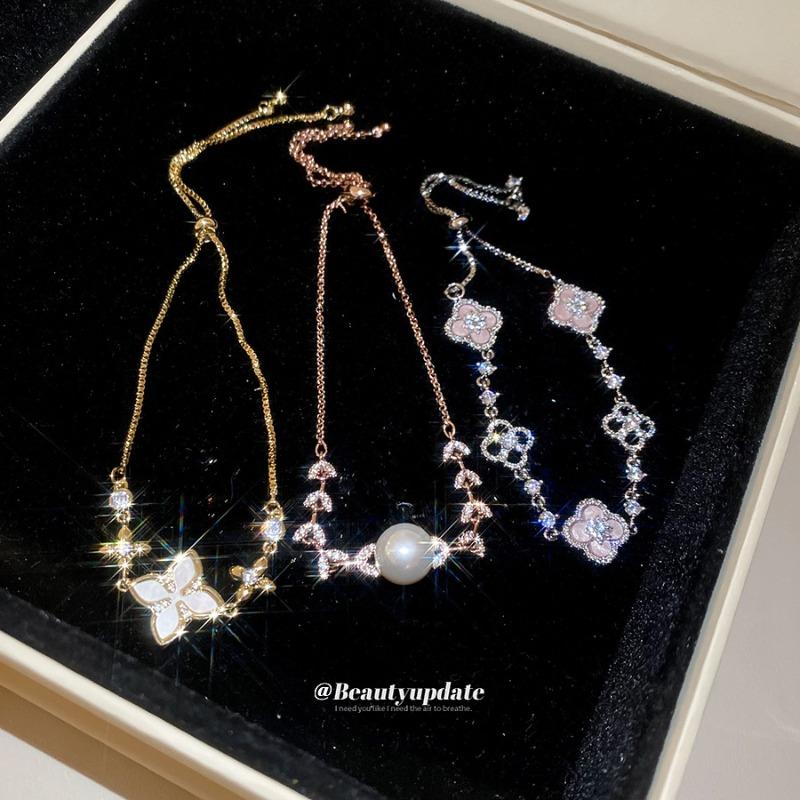 K Real Gold Electroplated Zircon Flower Bracelet Light Luxury Elegant Fashion Temperament Bracelet Niche High-end Jewelry Women