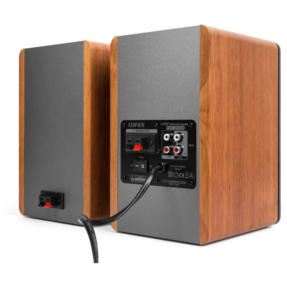 Edifier R1280T Active Bookshelf Speakers 42W RMS Output Built-in Amplifier Brown