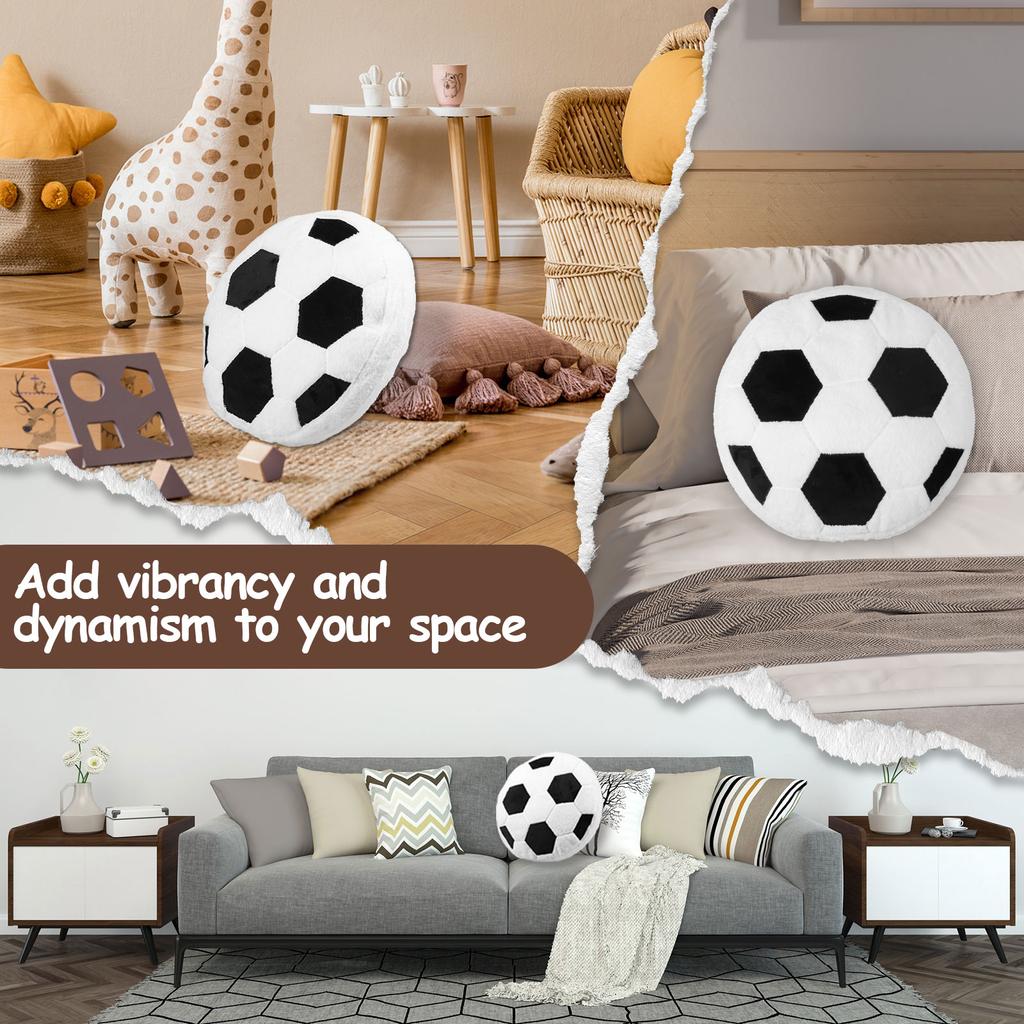2Pcs Plush Soccer Pillow Soft Basketball Shaped Throw Pillow Cute Stuffed Home Decor Multipurpose Bed Cushion for Kids Room Sofa