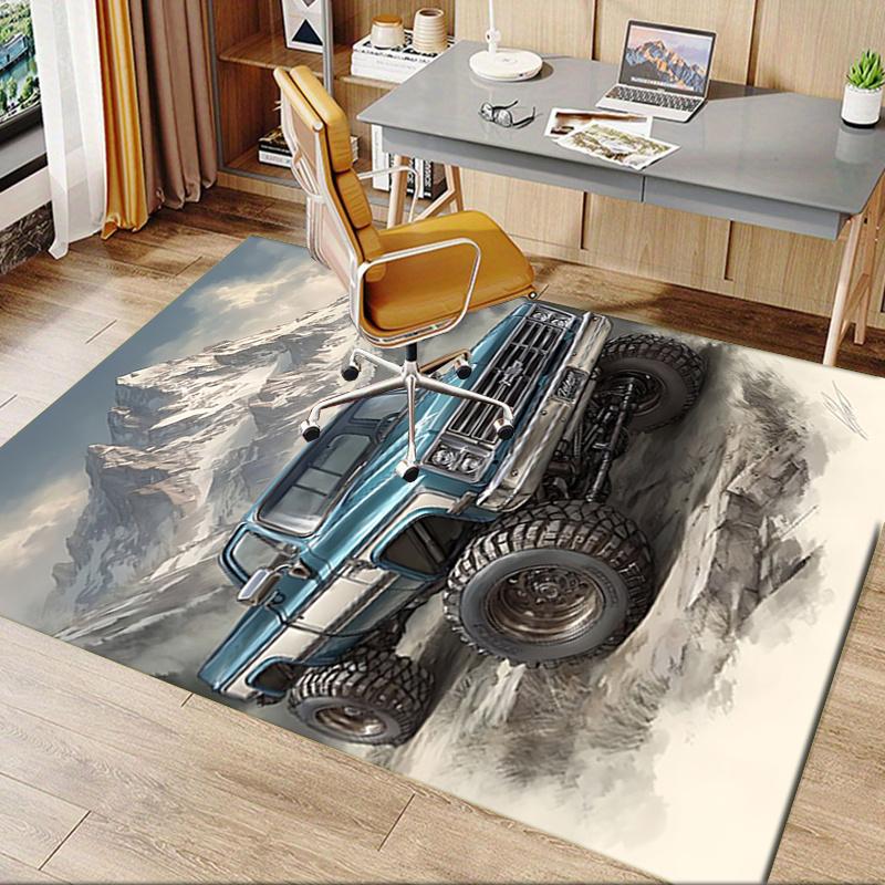 Off Road Vehicle Theme Comfortable Chair Mat Office Carpet, Oversized Rug for Home Decor, Sofa Mat, Desk Protector, Gift Idea for Any Room
