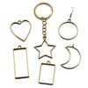 17 Ancient Green DIY Alloy Jewelry Pendants: Moon, Round, Heart with Drip Glue and Hollow Borders.