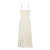 Women's Summer New European and American Style Flat Neckline Pleated Suspender Long Dress