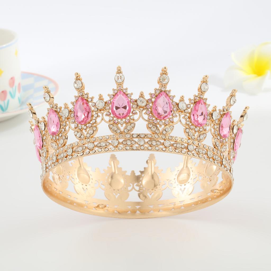 Luxury New Arrival Birthday Party Bridal Performance Crown Princess High-end Wedding Bride Headpiece Round Crown Tiara