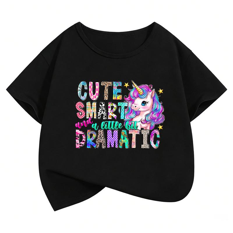 Kawaii Unicorn Shirt Design TShirt Printed T Shirt Girls Summer Clothes Short Sleeve Tops TShirts Cute Kids Clothing