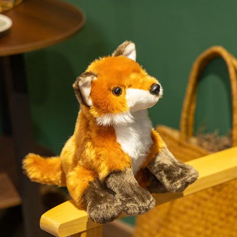 25cm Simulation New Sitting Fox Plush Toy Stuffed Plush Toy Figurine Cartoon Anime Cute Children's Birthday Gift Fun Doll