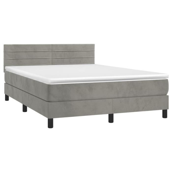 VidaXL Divan Bed and Mattress Light Grey 140x200cm Velvet - Model 3141365