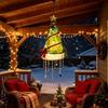 Lighted Santa Hat Hanging Chandelier Warm LED Christmas String Light with Festive Ornaments Holiday Lighting Decoration
