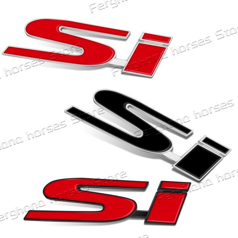 3D Chrome Metal SI Letter Logo Car Body Sticker Fender Side Emblem Rear Trunk Decor Decor For Honda Civic Accord Car Styling akf256