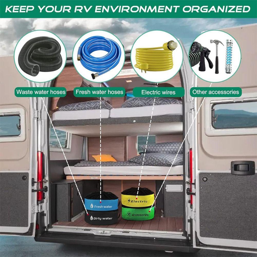 Breathable Mesh RV Hose Storage Bag Drawstring Closure Foldable Motorhome Storage Bag Waterproof Sturdy RV Utility Bag Traveling