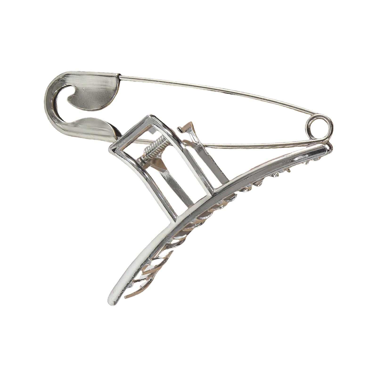 

Trendy Metallic Hair Claw Clip With Cross Pendant And Pin Decors Updos Hair Holder for Anime Event and Everyday Wear 1