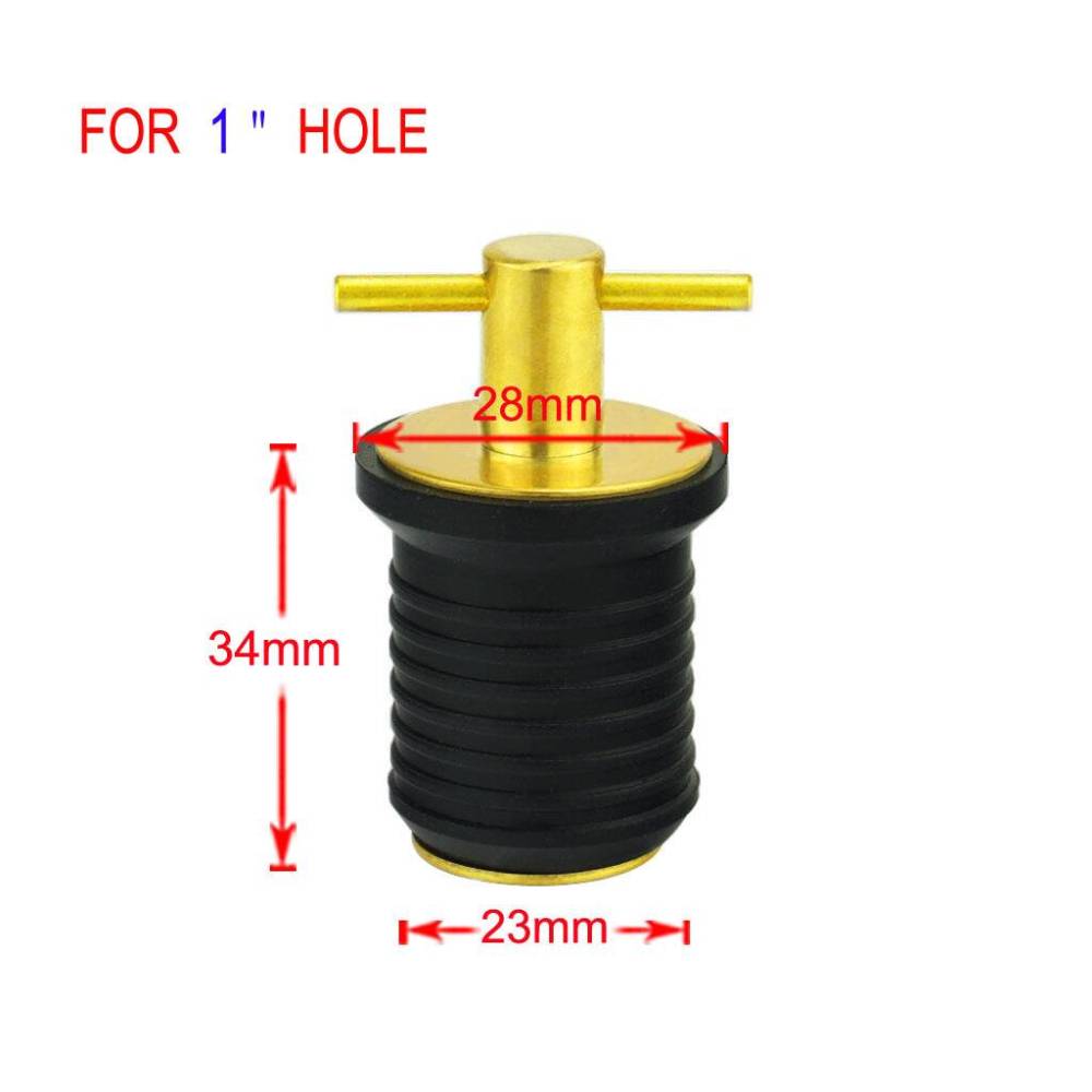 DollaTek Brass T-Handle 1” Or 1-1/4” Drain Plug For Boat (1” Drain Plug)