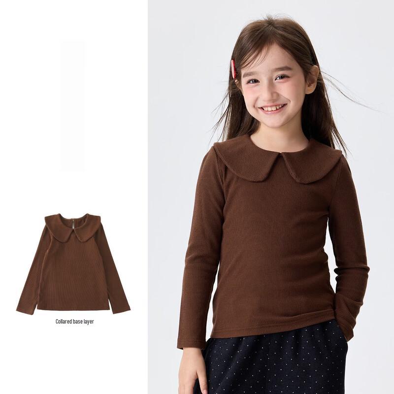 Girls' Sweet Peter Pan Collar Long-Sleeve Base Layer T-Shirt