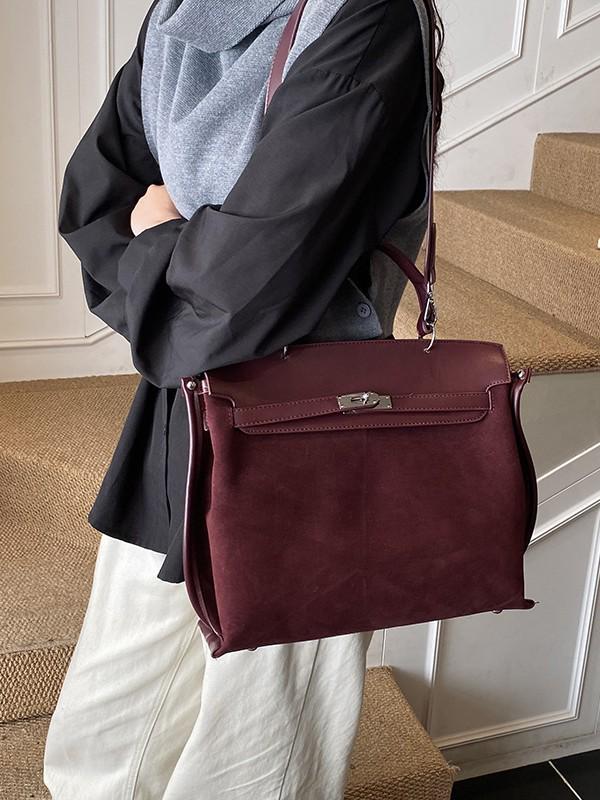 Women's Retro Frosted Leather Crossbody Handbag - Luxury Kelly Bag