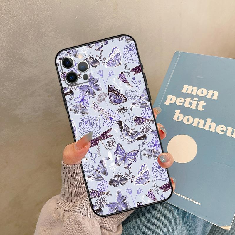 Moths Insects Botanical Butterflies Case For iPhone 17 Air 13 16 15 11 12 14 Pro Max 13 Mini XR 15 16 Plus 16e Back Cover Shell