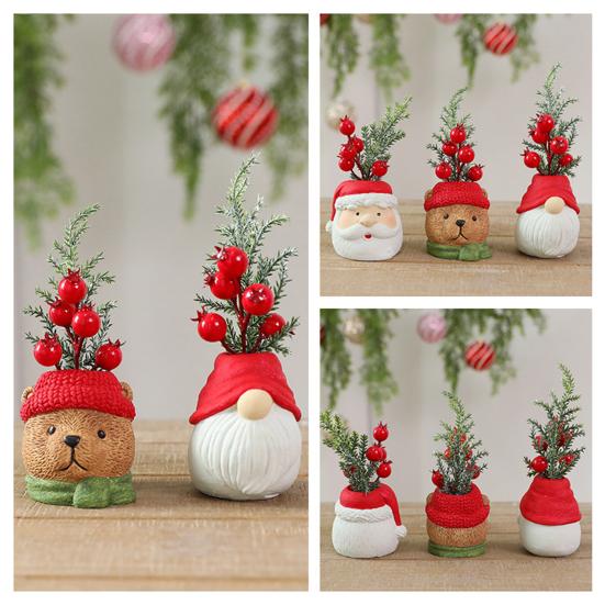 Decorative Christmas Character Sculpture Santa Claus Gnome Bear Design Tabletop Sculpture Christmas Party Decor