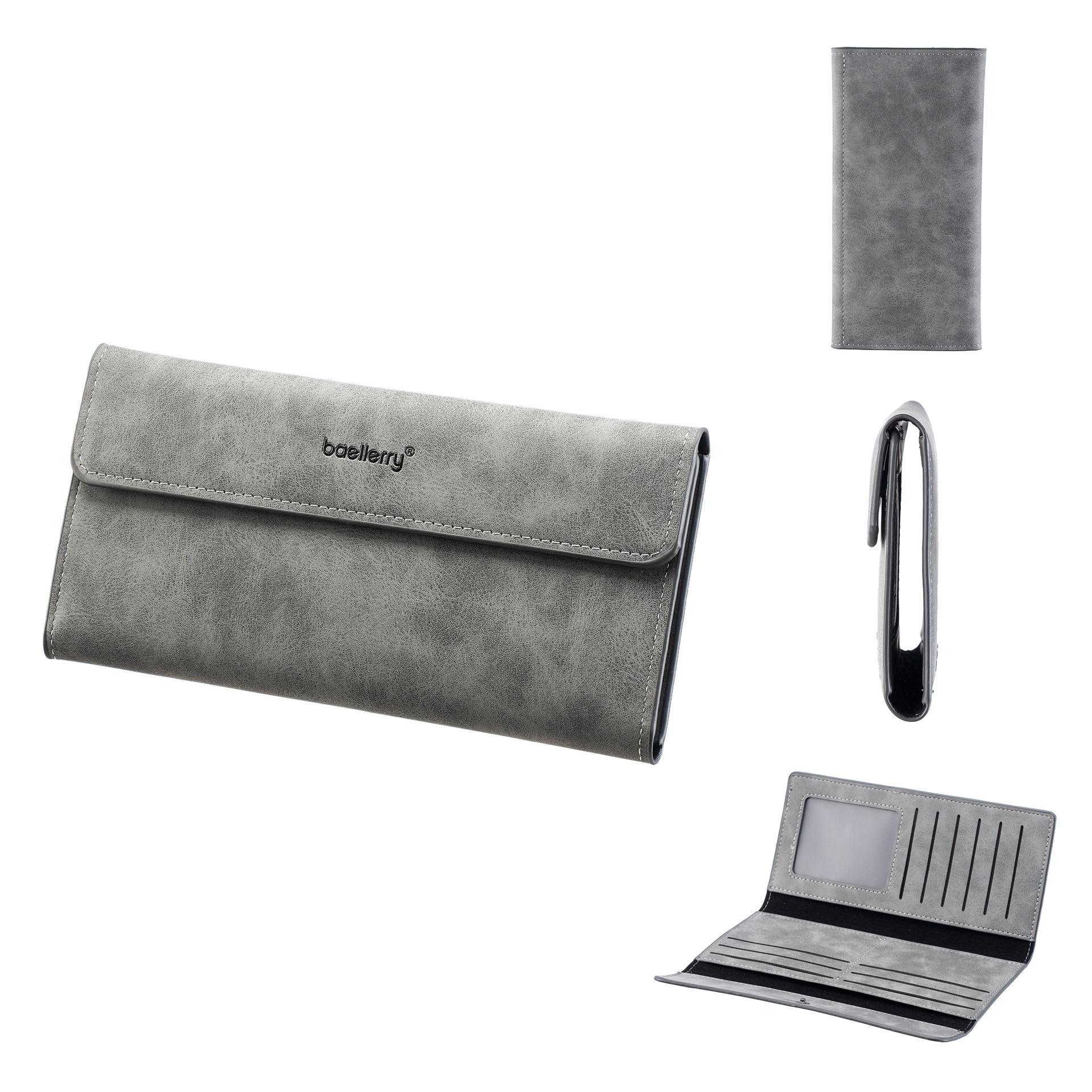 Мужской длинный кошелек, ретро многокарточный мягкий кошелек, высококачественное ощущение, простой и тонкий деловой кошелек, тренд one size серый