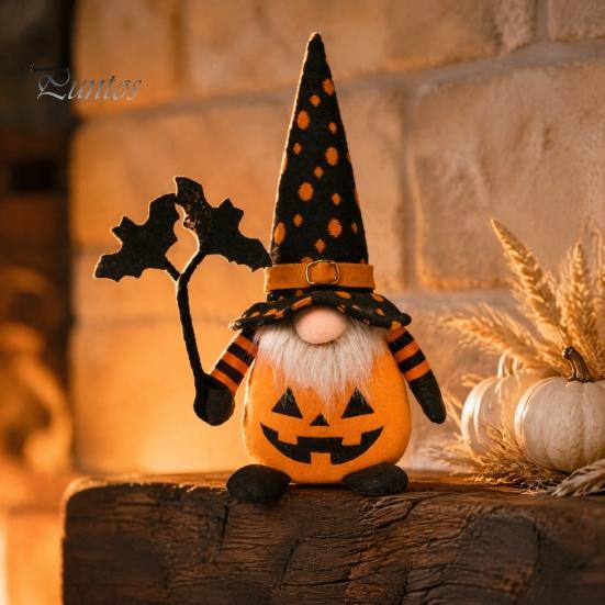 Halloween Feest Tafelblad Accenten Pluche Kabouter Decoratie, Spookachtige Oranje Zwarte Spinnenweb Vleermuis Zweedse Decoraties Tomte Elf Beeldje, Scandinavische Pop