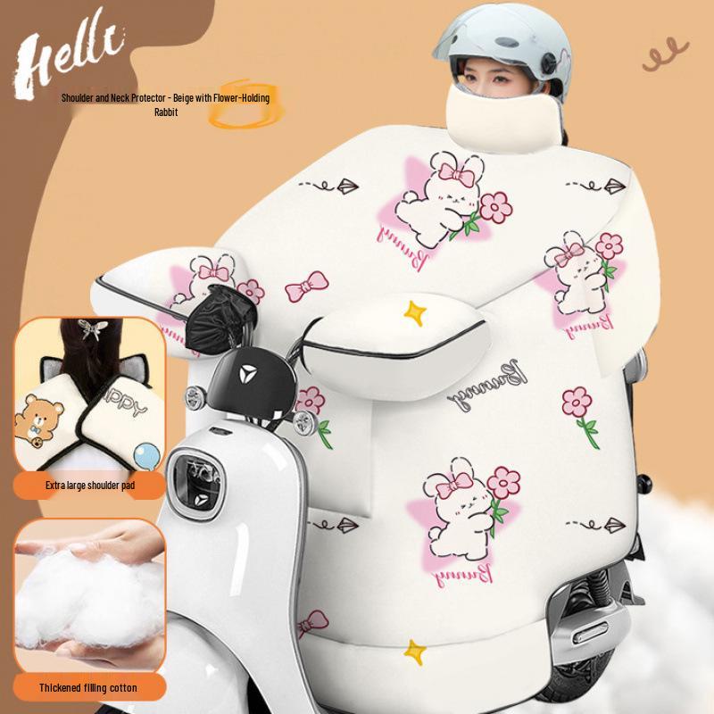 Thickened Windproof Winter Quilt for Electric Car & Motorcycle - Extra Large, Warm, and Coldproof Cover with Widened Shoulder Protection