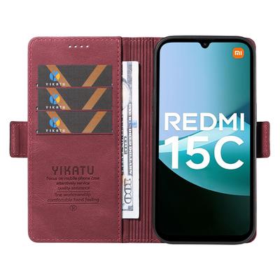 For Xiaomi Redmi 15C 4G (Global) (171mm)/Poco C85 4G (171mm) Leather Case YIKATU YK-005 Skin-touch Feeling Wallet Phone Cover