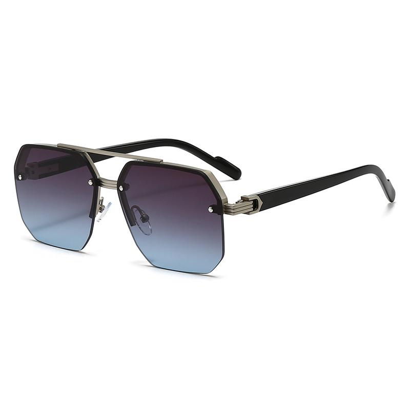 

Трансграничные Минималистичные Мужские Металлические Полуободковые Солнцезащитные Очки с Двойной Переносицей As shown in images