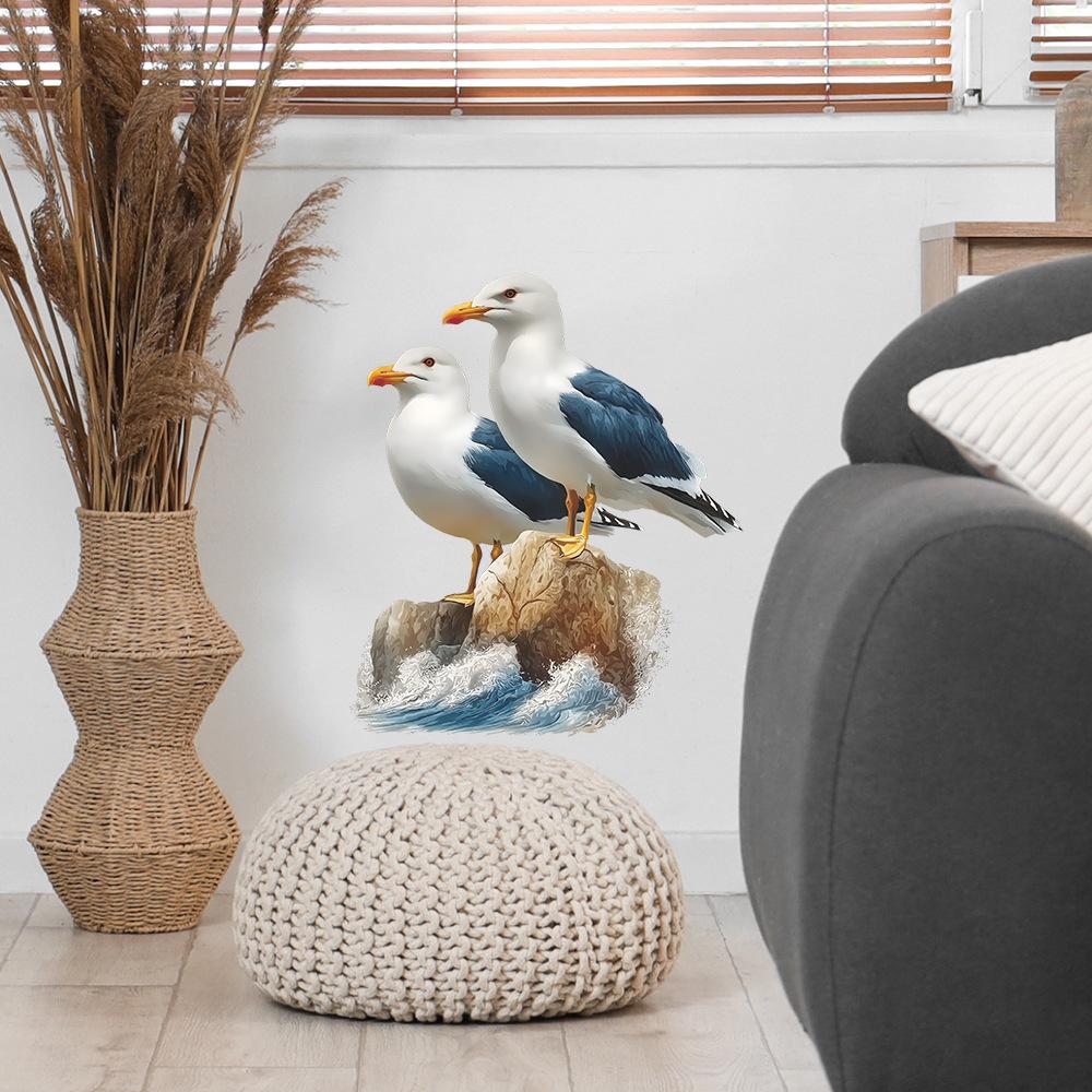 Scenic Seagull on Rocks Wall Sticker for Bedroom Bathroom Home Decor Self-Adhesive Removable Decal