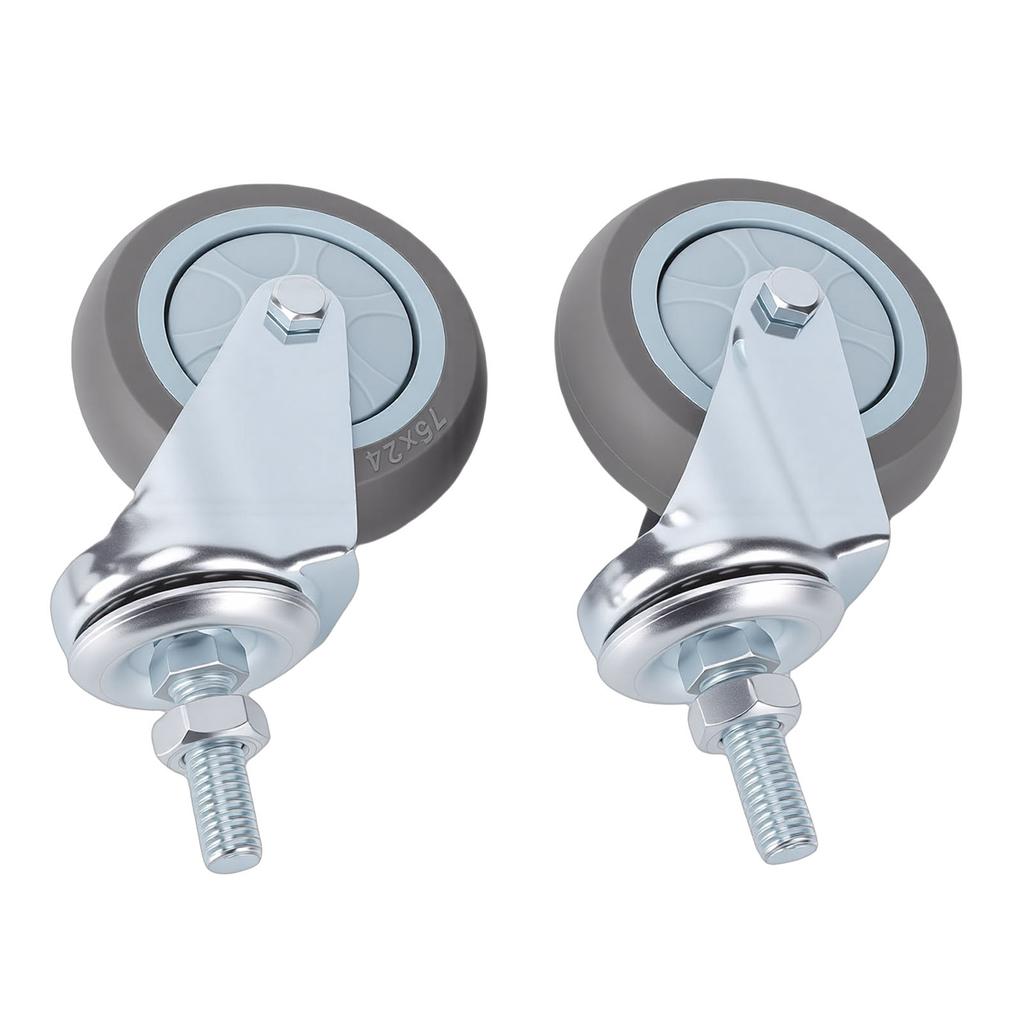 2PCS 3 Inch Swivel Casters Heavy Duty Silent Wheels 360 Degree Rotation for DIY Utility Cart Trolley M10x30mm 25kg Load