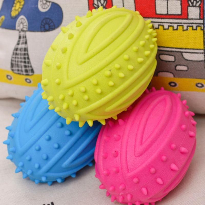 Dog Chew Toy Tpr Squeaky Rugby Ball For Large Medium Small Dogs
