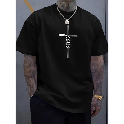 European Sizes [Men's English Letter Print Tee] New Summer Trendy English Letter Print Men's Casual T-shirt