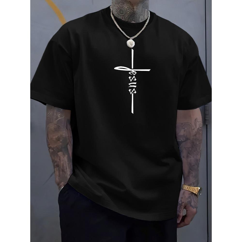 

European sizes [Men s English Letter Print Tee] New Summer Trendy English Letter Print Men s Casual T-shirt XL чорний