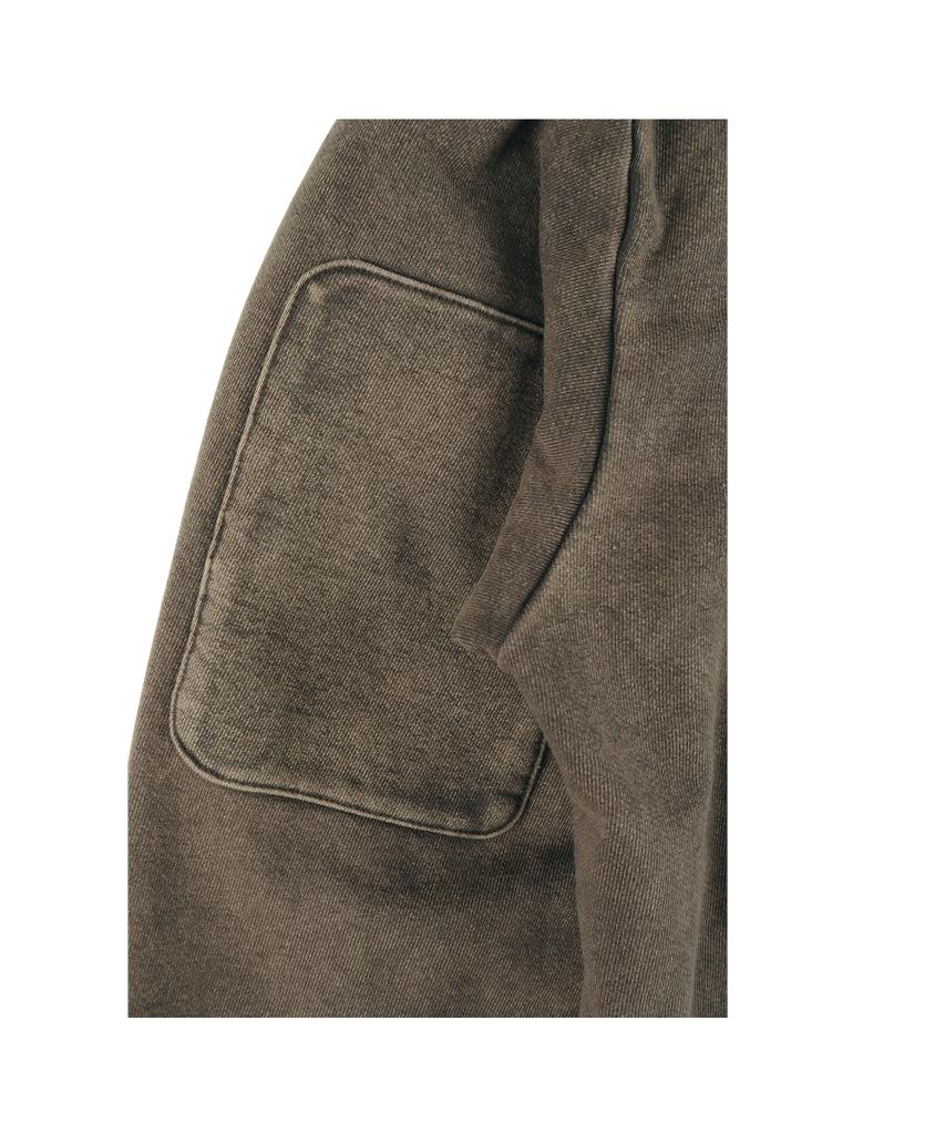 Ertr Chest Pocket Hoodie Zip Up Brown