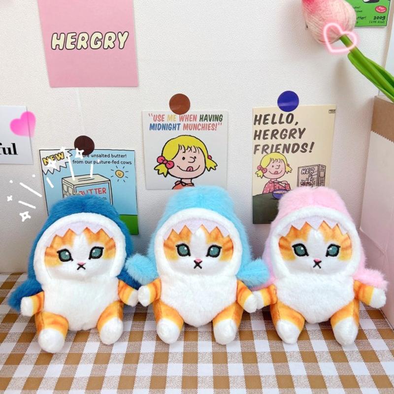 Niedliche Hai Katze Plüschtier Cartoon Kätzchen Anhänger Weiche Stoffpuppe Schlüsselanhänger Auto Schlüsselring Rucksack Taschen Dekoration Freund Geschenk