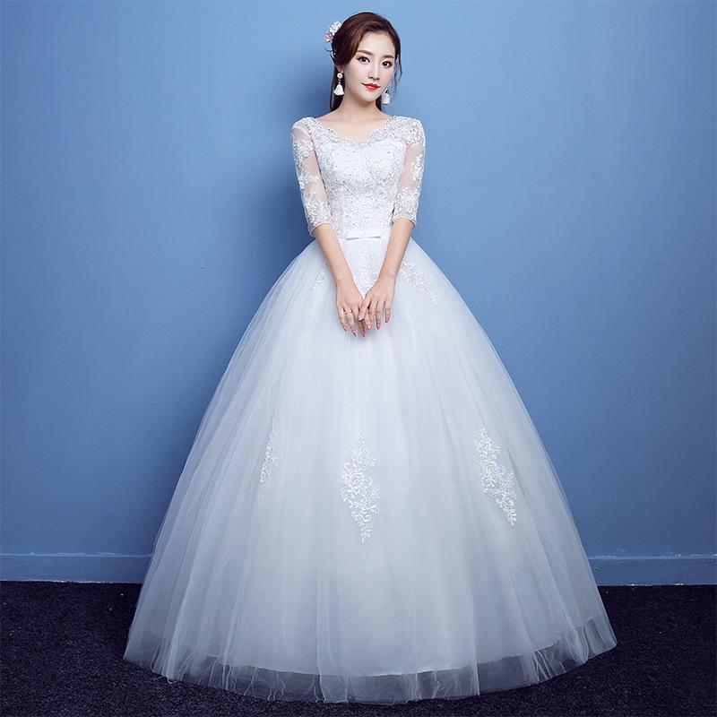 2025 Off-the-Shoulder Korean Plus Size Floor-Length Wedding Dress B55