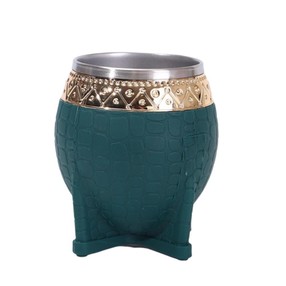 

Household 180 ML Stainless Steel Double Wall Cup Flat Bottomed Rust-proof Mate Cup Tortoiseshell Pattern Tumbler Living Room