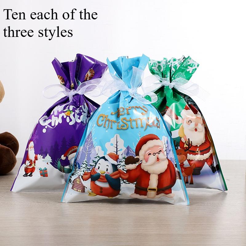 

2025 Christmas Gift Bag Set Large Drawstring Candy Cookie Packaging Bags Navidad Home Decoration New Year 2026 Merry