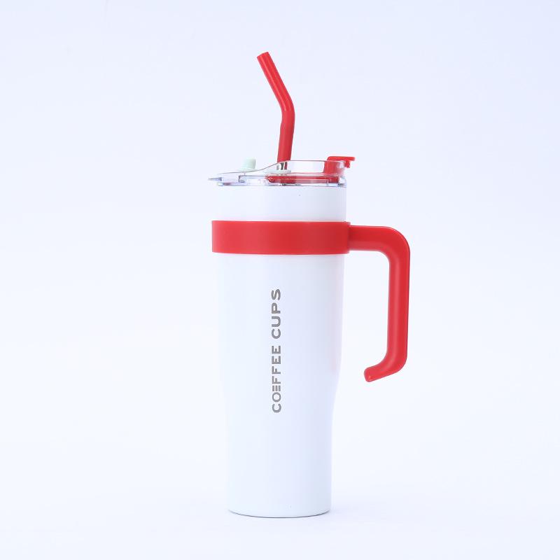 40oz Minimalist 304 Stainless Steel Insulated Ice Tumbler with Straw - Large Capacity Portable Car Cup 40oz