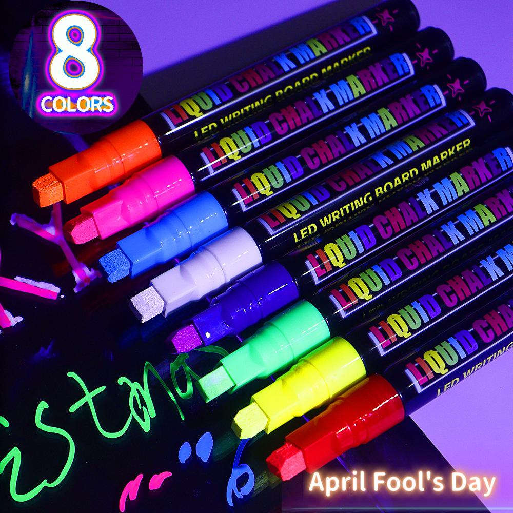 

8pcs colored liquid chalk, suitable for blackboard, calendar, glass, neon pen, washable window marking paint and painting, suita