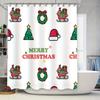 Weihnachts-Duschvorhang Frohe Weihnachten Dekorationen Weihnachtsmann, Zuckerstangen-Lichter Rutschfester Wasserdichter Badteppich Abdeckungsset für B