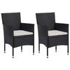 Ensemble à dîner de jardin - MAISON EXCLUSIVE - 3 pcs - Résine tressée noire - Table WPC - Coussins rembourrés