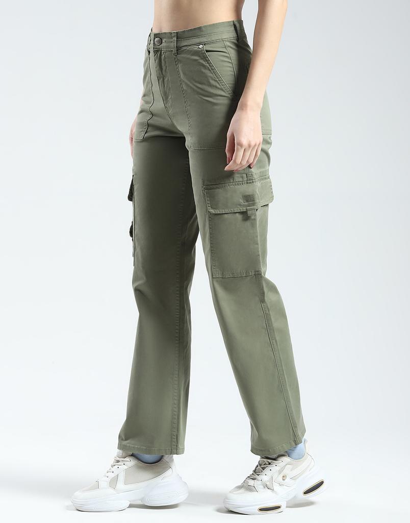 MONTE CARLO Womens Solid Straight Fit Cargo Green 28