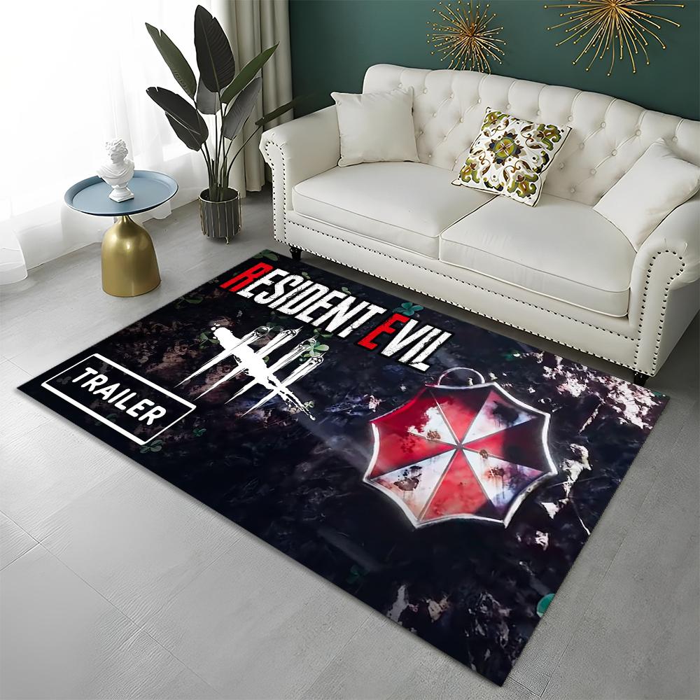 3D R-Resident Evil Gamer Spiele Teppich Teppich für Zuhause Wohnzimmer Schlafzimmer Sofa Fußmatte Dekor, Kinder Spielbereich Teppich Rutschfeste Bodenmatte