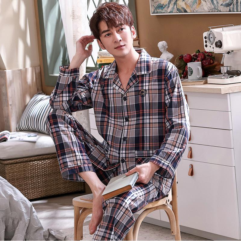 Comfortable Cotton Long Sleeve Couple Pajamas Set for All Seasons
