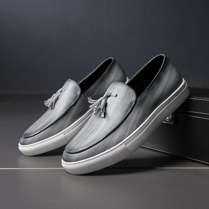 Italy Men Casual Shoes Autumn Leather Loafers Office Shoes For Men Driving Moccasins Comfortable Slip on Party Fashion Shoes Men