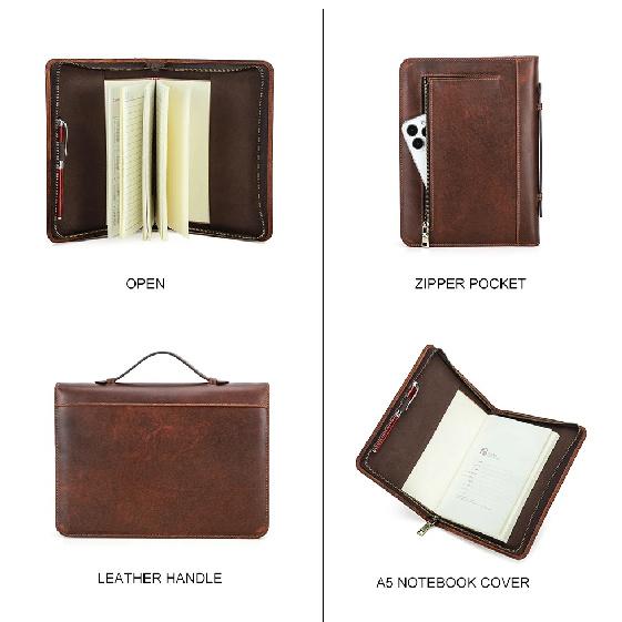 A5Laptop Notebook Case Handmade Genuine Leather With Multiple Card Fountain Pen Positions School Office Supplies Stationery