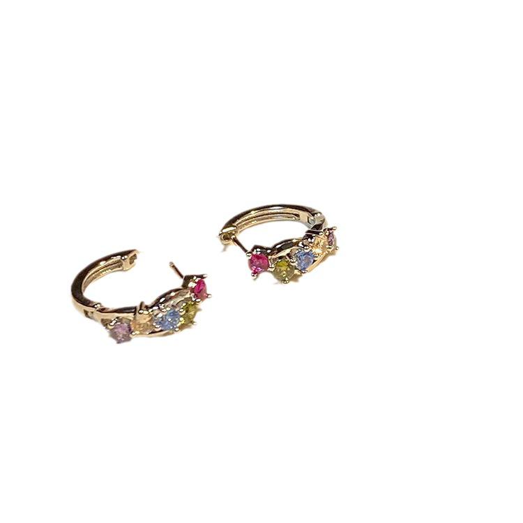 Millennium Spicy Girl Colorful Zirconia Exquisite Stud & Hoop Earrings 2024 - Stylish Women's High-End Feel